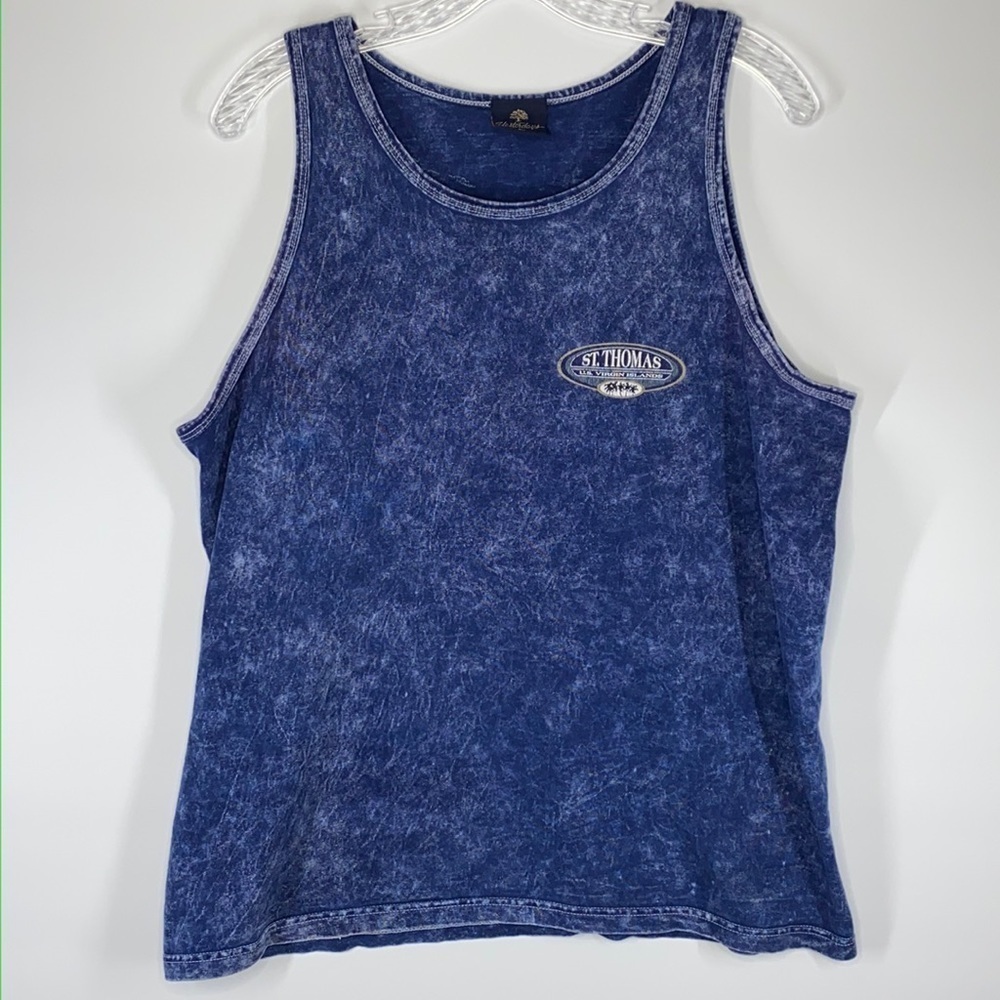 Yesterdays Blue St. Thomas U.S. Virgin Islands Tank Top Size Medium
